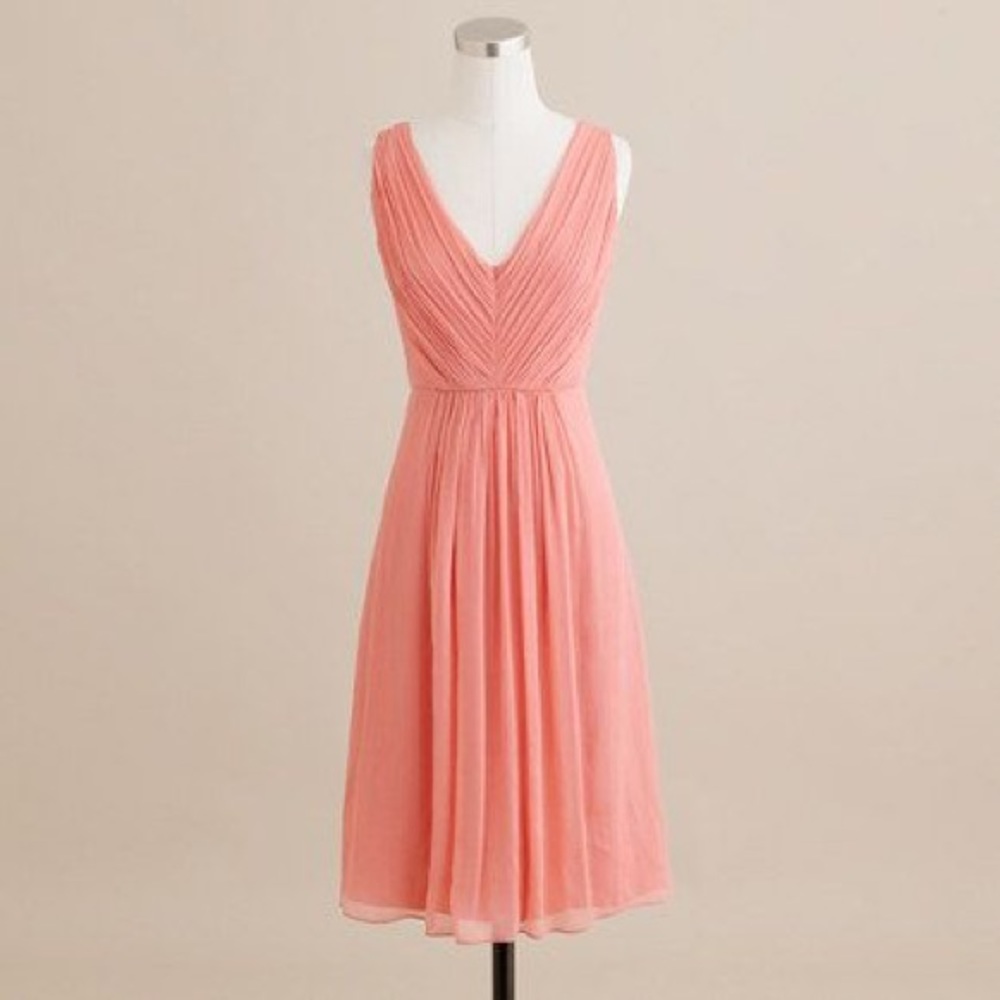 NWT J. Crew Coral Pink Silk Louisa Dress Size 0